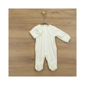 Babidu Baby White Velour Sleepsuit